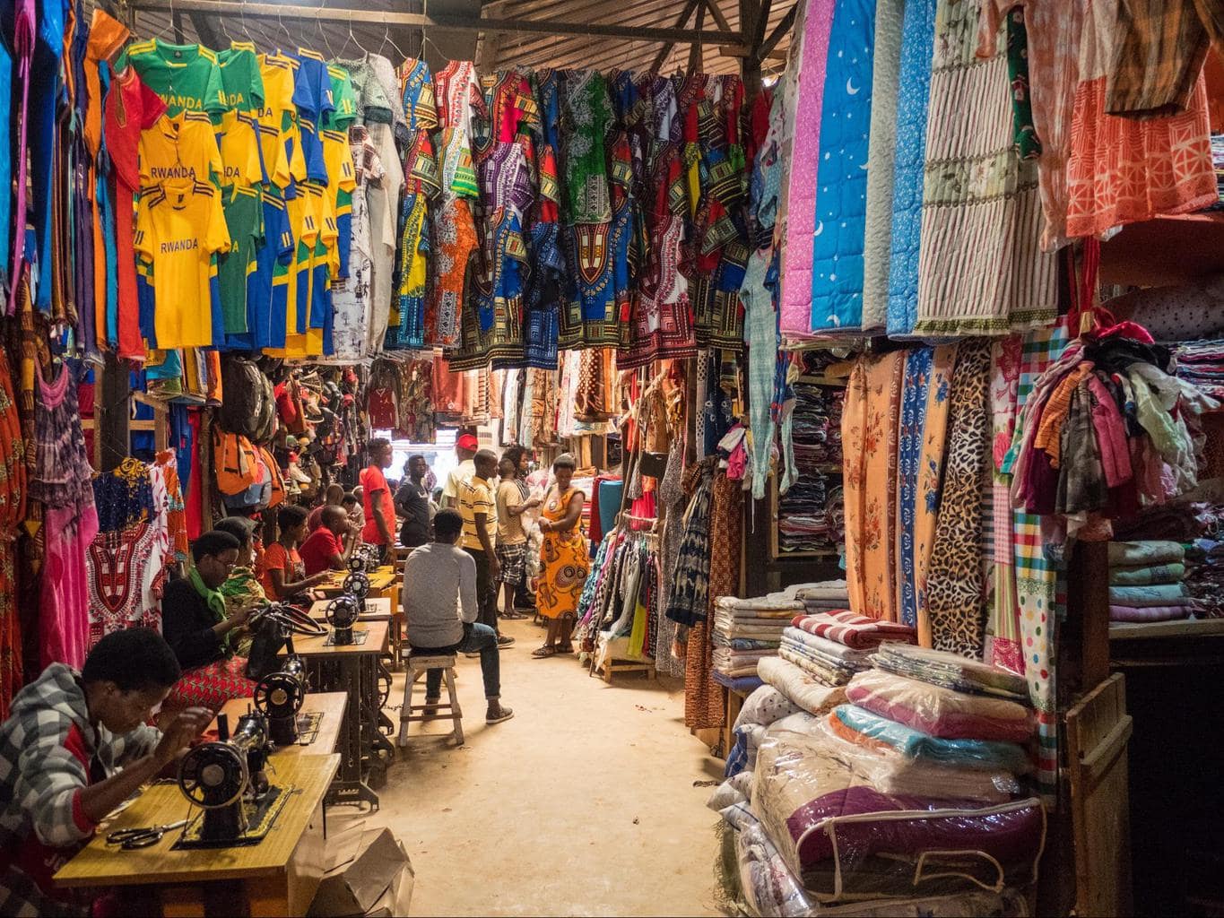 Fabrics-and-clothes-at-Kimironko-Market